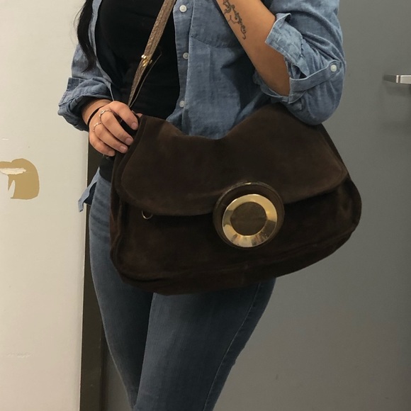 Gorgeous Vintage Suede Leather Messenger Style Bag in Brown - Picture 2 of 13